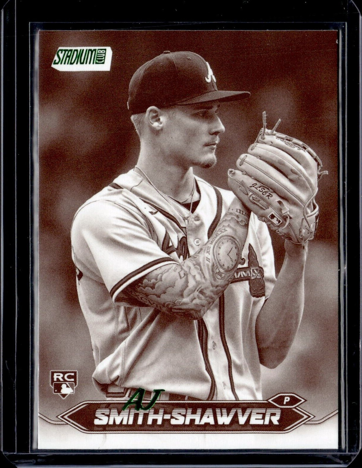 2024 Topps Stadium Club #55 AJ Smith-Shawver Sepia Rookie Atlanta Braves