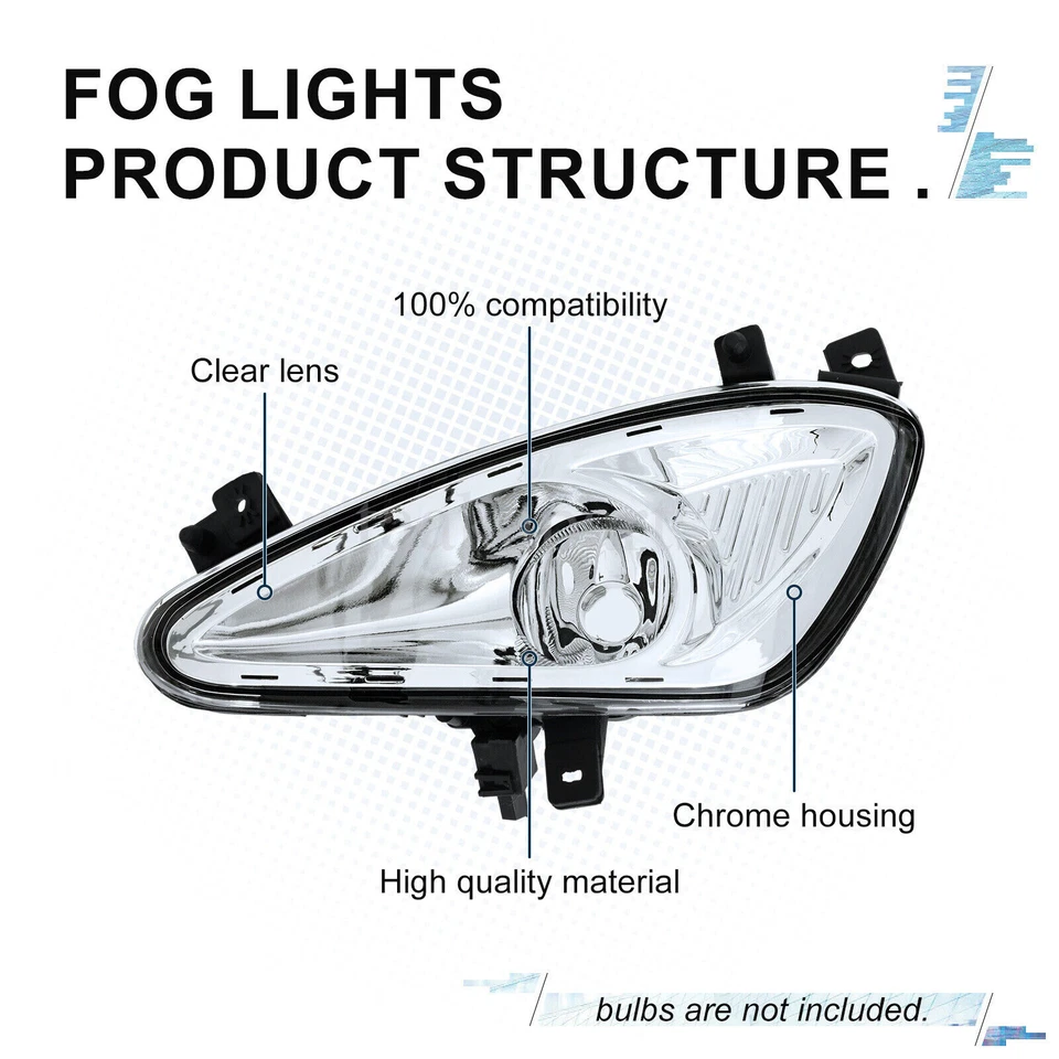 Fog Lamp Light Chrome Housing Pair For 2007-2009 Mercedes Benz S-Class W221 S550 - Image 2 of 4