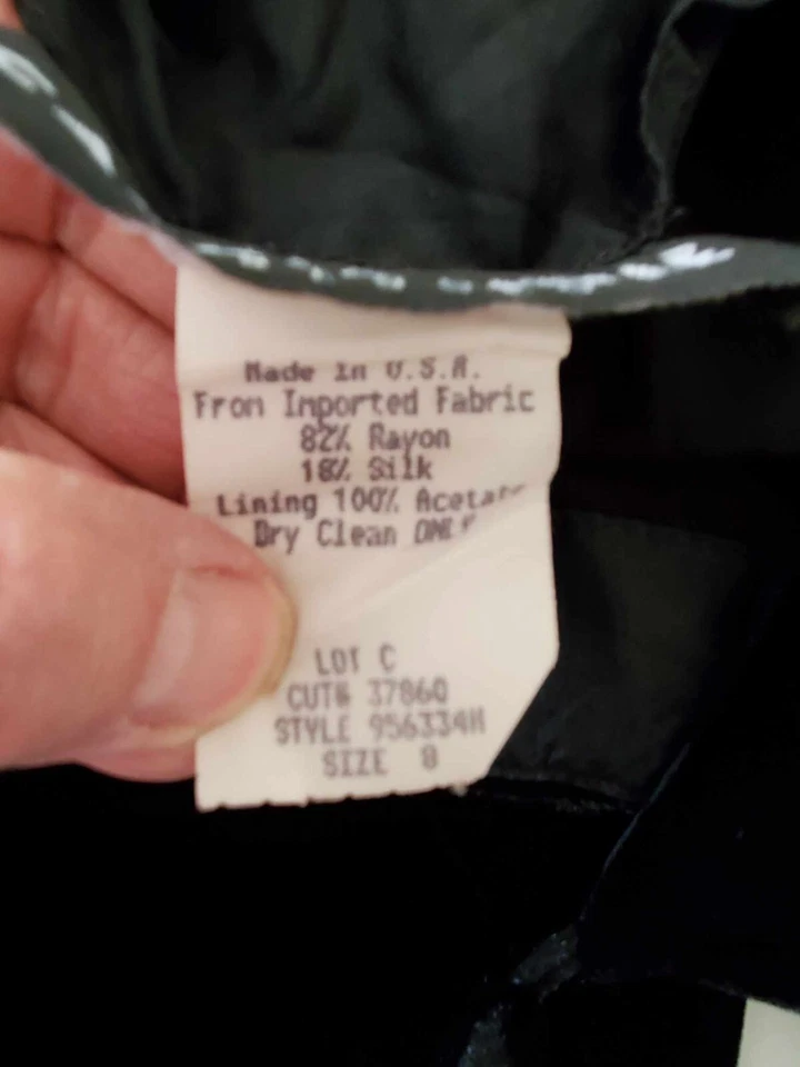 Maxi Vestido De Colección Carole Little Terciopelo Negro Talla 8 Años 80 Hace Años 40 Cerradura Cuello Cuadrado Foto 3 de 4