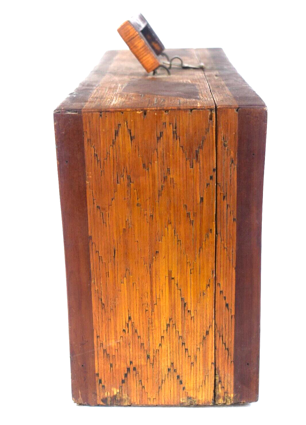 Vintage Handmade Folk Art Wooden Matchstick Briefcase