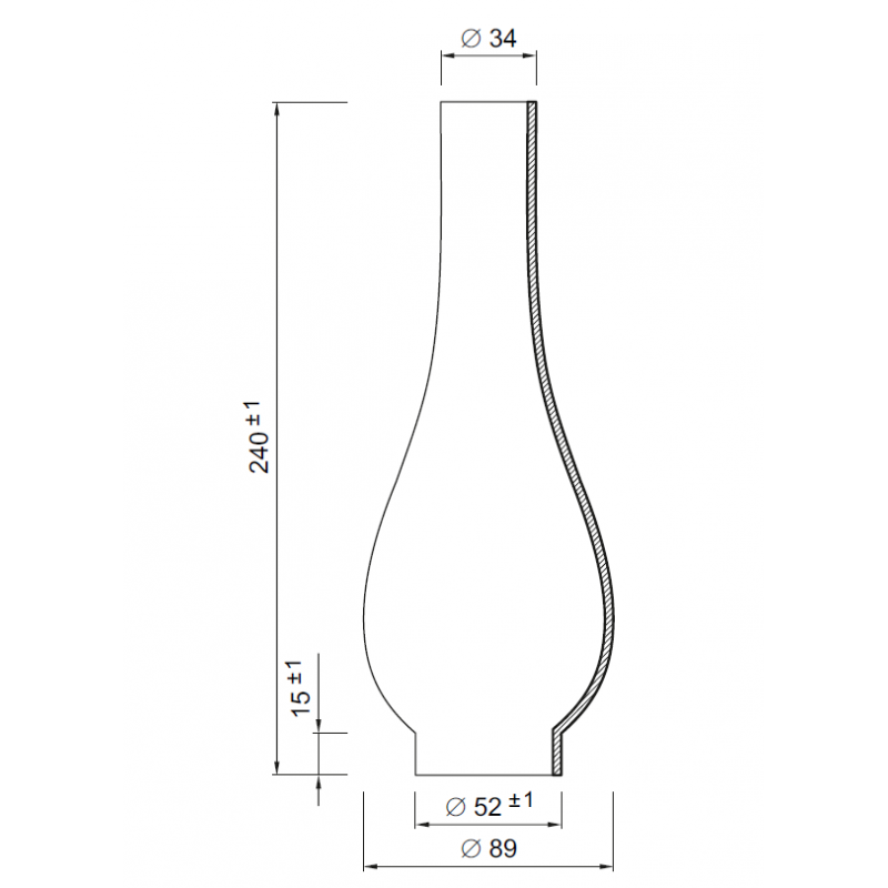 Zylindrisches Lampenglas Für Petroleumleuchten – 240 Mm Hoch, Ø 89 Mm – Ersatzglas Für E27 Fassung