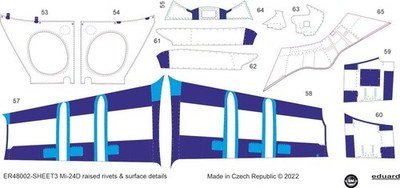 Eduard Mi-24D raised rivets & surface details for ZVEZDA Kit 1:48 Art. ER48002