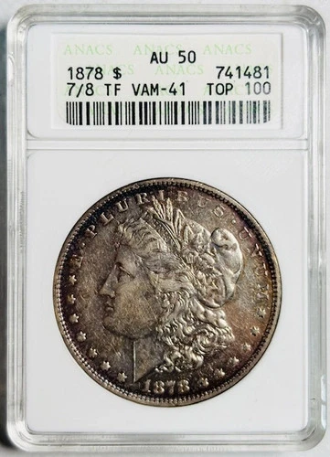 1878 Morgan Silver Dollar ANACS AU-50 7/8 TF Vam-41 Top 100