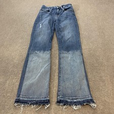 Frame Le Crop Mini Boot Jeans Womens 24 Blue Sweetwater Distressed Frayed Hem