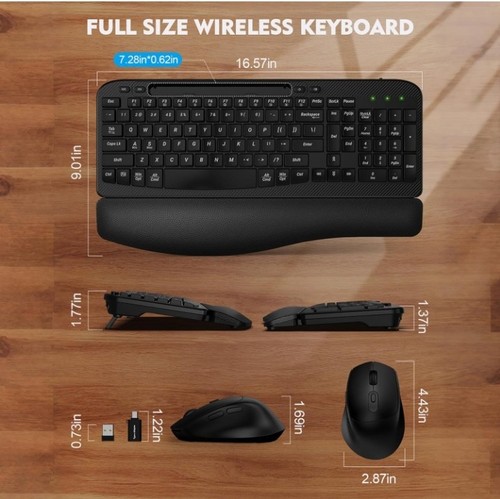 Rechargable Wireless Keyboard and Mouse Ergonomic Combo 2.4G Full-Sized......289 - Picture 3 of 15