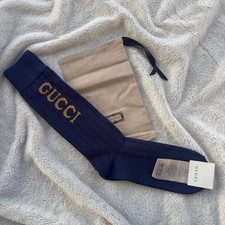 Gucci Midnight Blue & Yellow Dress Socks  - Small - MSRP: $300 - New - Authentic