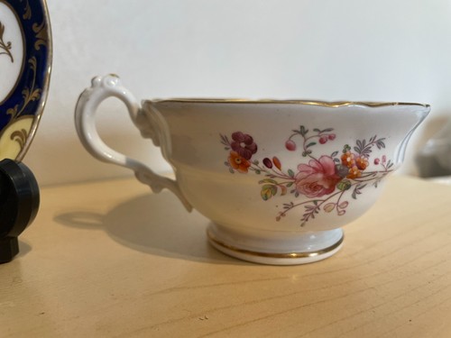 Antique Cobalt blue floral flowers Teacup and saucer Duo pattern 5176 handpaint - Picture 7 of 8