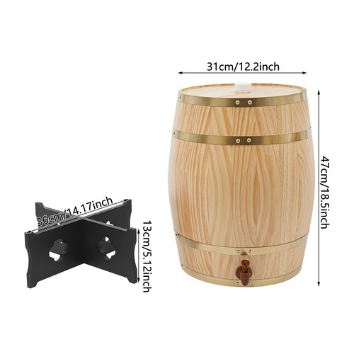 30L Vintage Wood Wine Barrel Dispenser for Beer Brandy Tequila Whiskey Rum Port