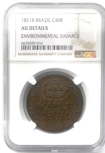 1821 R Brazil C40 Reis AU Details Environmental Damage NGC