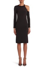 Tom Ford Women's Single Cold Shoulder Long Sleeve Cady Silk Dress Size 34 / Us 0