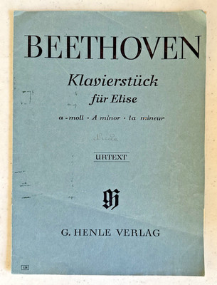 BEETHOVEN. Klavierstück Für Elise URTEXT Munich G. Henle Verlag Sheet Music Book