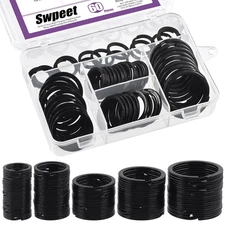60 Pcs Black Assorted Multi-Purpose Metal Keychain Rings Split Keyrings Flat O R