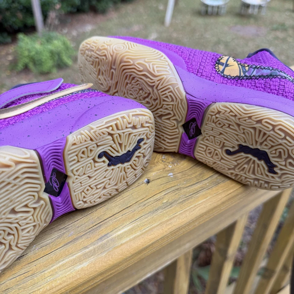 Nike Lebron XX Pink Diamond Collection Purple/Pink and Gold Size 2Y Strap VGC - Image 3 of 4