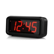 Alarm Clock, LED Digital Clock, Small Wall Clock, Battery Black Case-red Led