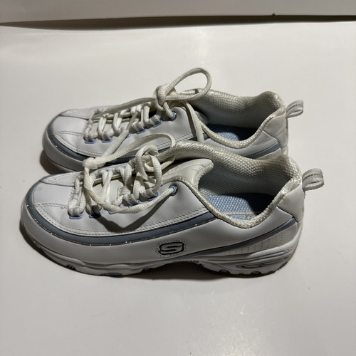 Skechers Sport Women's Size 8 athletic Tennis Shoes. White and Blue sparkle - Picture 1 of 10