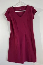 Toad Co Dress Size S Red Aquaculture Short Sleeve Jersey Pullover Zip Pocket