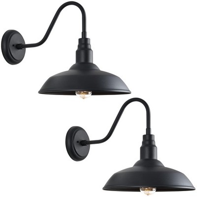 Outdoor Gooseneck Light 14 Barn Fixture 2 Pack Matte Black LM2202-2P GOALPLUS
