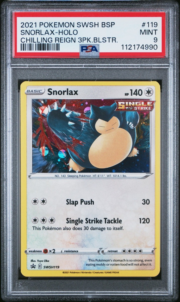 2021 POKEMON SWSH BLACK STAR PROMO #119 SNORLAX-HOLO PSA 9