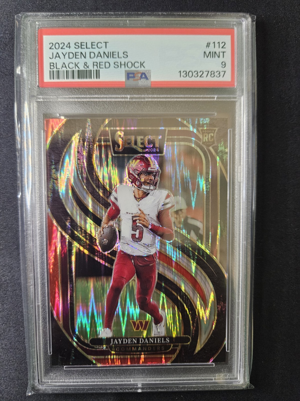 2024 Panini Select - Jayden Daniels #112 Black & Red Shock Prizm (RC) PSA 9