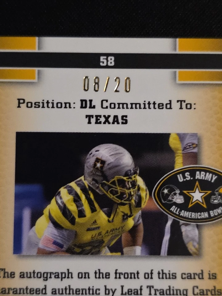 2016 Leaf Army All-American Jordan Elliott Pink /20 Auto - Image 3 of 4