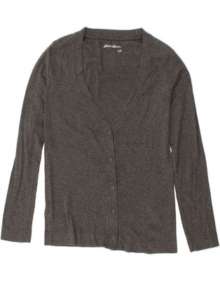 EDDIE BAUER Damen Strickjacke Pullover UK 6 XS Grau Baumwolle CM05