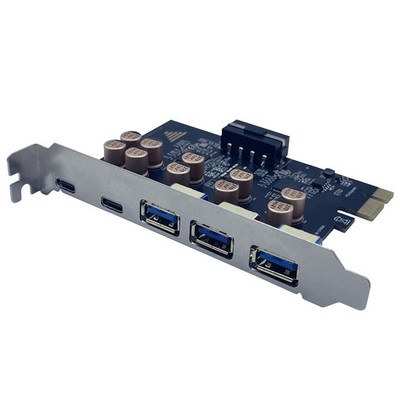 1X(PCI-E 1X USB-Erweiterungskarte 3 Port USB-A + 2 Port USB-C PCIE auf USB31058