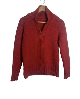 Vintage Levi s Red Tab 100 % Wolle Reißverschluss Pullover/Cardigan rot Mädchen Large (UK 8/10)