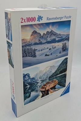 Ravensburger Puzzle 11010459 Winteridylle u. Seeromantik in Südtirol 2x 1000 NEU - Bild 1 von 4