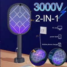 Electric Mosquito Killer 2-in-1 Fly Swatter Trap USB Rechargeable