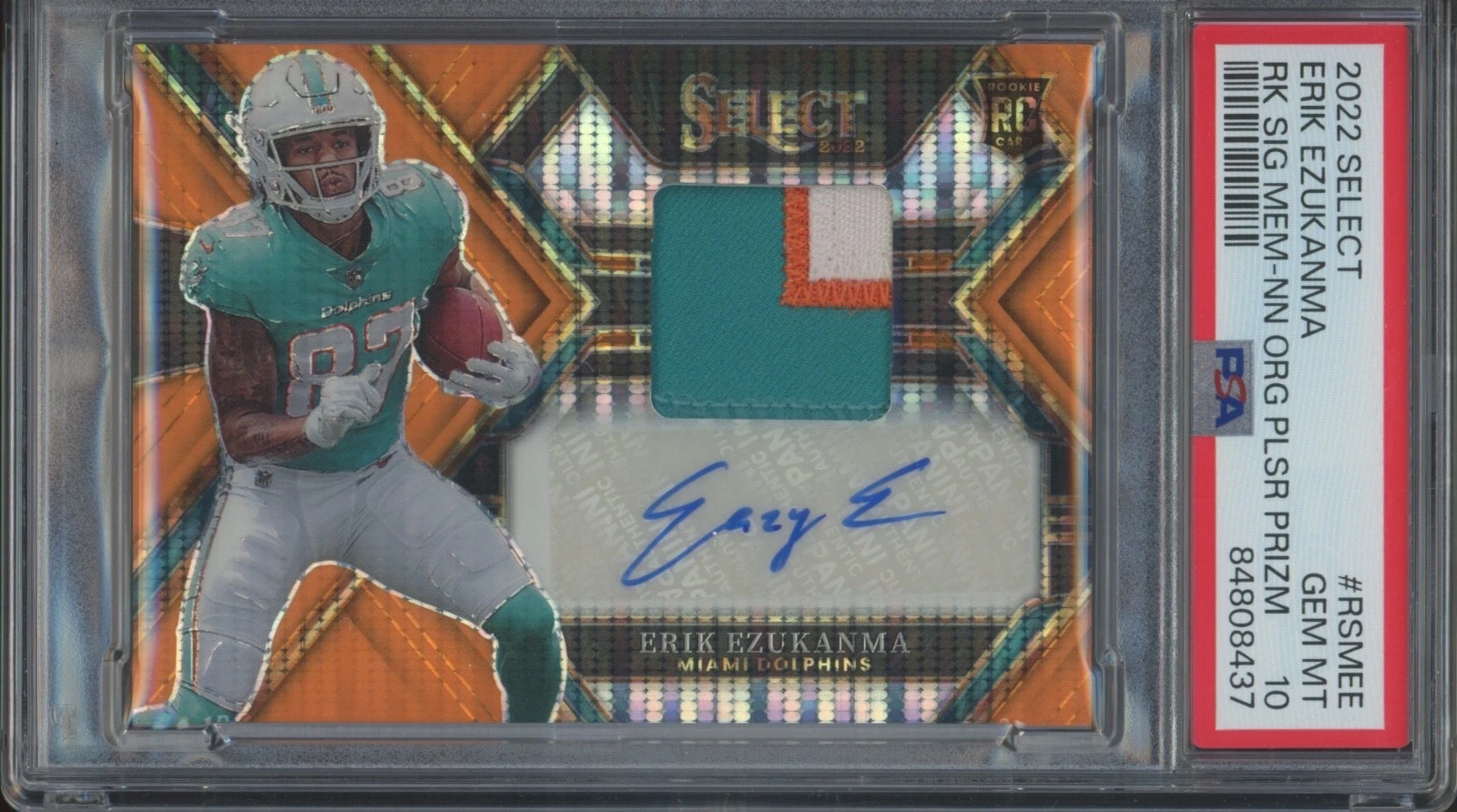 Erik Ezukanma Panini Select Rookie Signature Memorabilia #RSMEE Neon Orange Pulsar Prizm