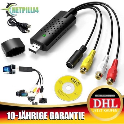 USB 2.0 Audio Video Grabber Konverter Videokassetten Digitalisieren Für VHS DVD