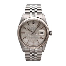 Rolex Datejust 36mm 18k Gold Steel Silver Linen Dial Men Watch 16014
