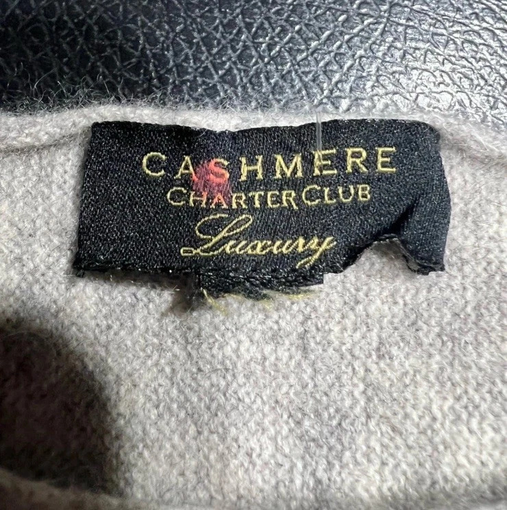 Suéter Charter Club Cashmere Luxo Tamanho Médio Cinza Manga Longa Leia - Imagem 2 de 4