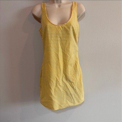 Urban Outfitters Gingham Seersucker Mini Dress Cottagecore Picnic Yellow S