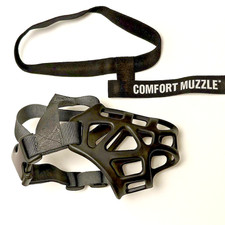 Comfort Muzzle Basket-Style Dog Muzzle Black Nylon Rubber Adjustable Strap