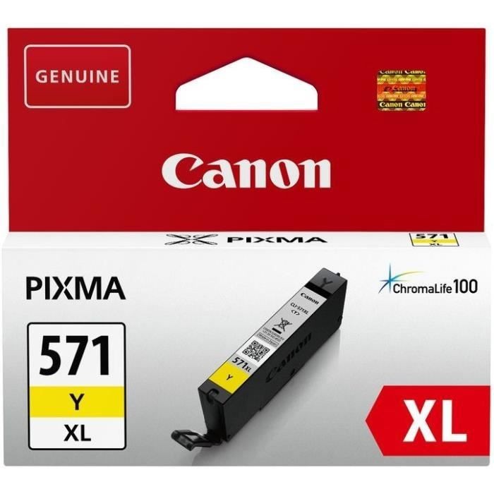 Cartouche d'encre Canon CLI-571Y XL Jaune pour éviter les pannes et les impressions ternes