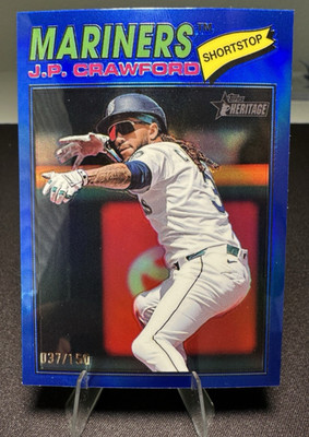 J.P. Crawford 2026 Topps Heritage Chrome Blue Refractors 289 #/150 Mariners