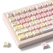 Shine Through keycaps,Double Shot PBT keycaps 60 75 Percent,Pink Cute Keycap,...