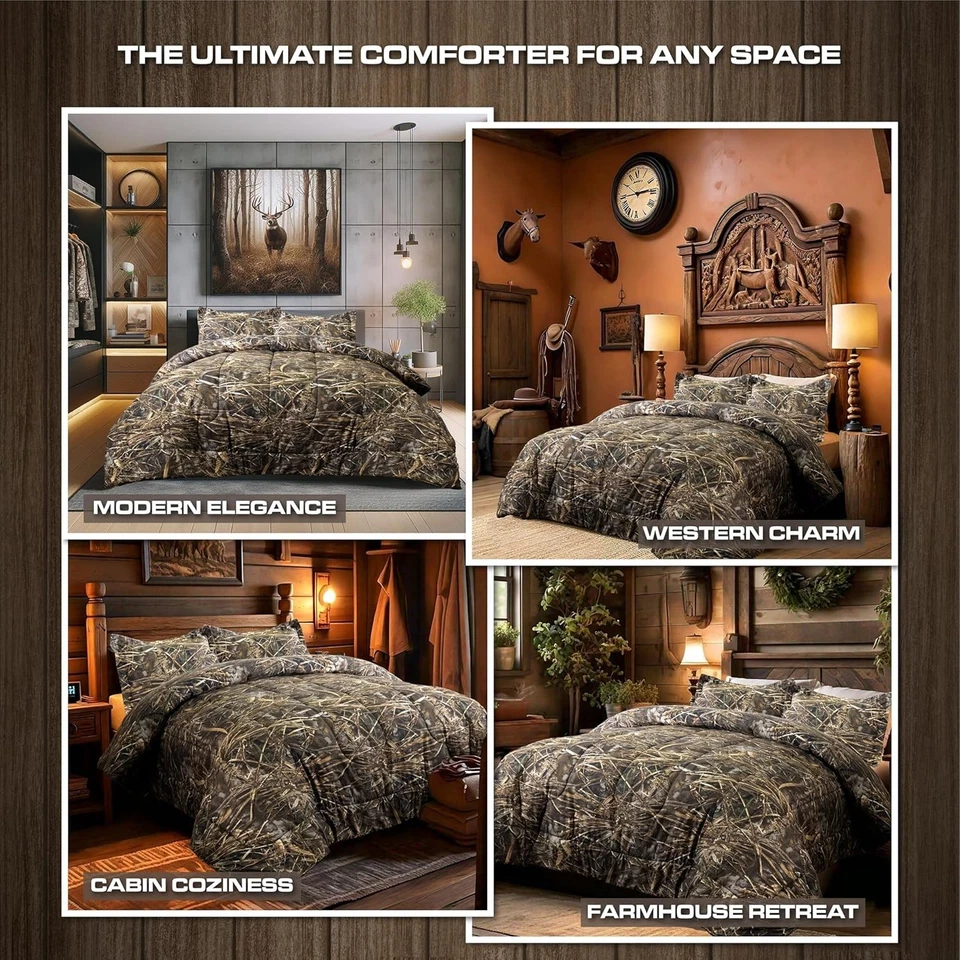 Juego de edredón Realtree Max-7 camuflado doble de 2 piezas - Unisex estilo rústico granja Foto 3 de 4