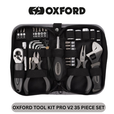 Oxford Motorrad Werkzeugset Pro V2 35-teiliges Set Bundle Kit schwarz grau OX770V2