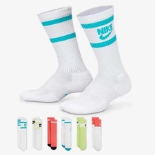 Nike Dri Fit Cushioned Socks Crew Multi Color 6 Pack Size M 6-8 CK7302 906