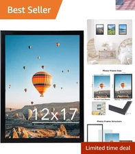 Elegant 12x17 Black Picture Frame - Shatter-Resistant & Lightweight Design