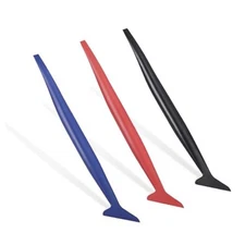 3PCS Car Micro Squeegee Curves Slot Tint Tool Set, Auto Vinyl Black+Red+Blue