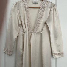 Christian Dior Juene Fille Junior Satin Lace Girl Night Robe Cream Vtge