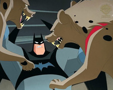 BRUCE TIMM rare BATMAN & HYENAS cel B23 OLD WOUNDS Rooftop BTAS WB COA