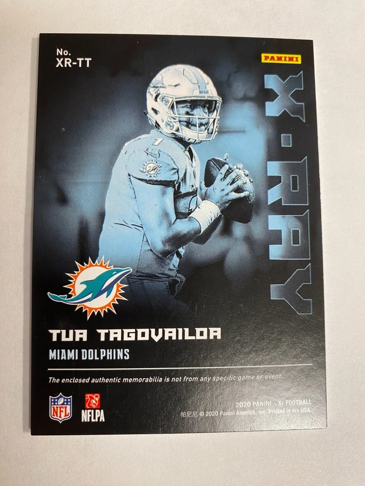 2020 Panini X-Ray Swatches Blue /49 Tua Tagovailoa Rookie #XR-TT Miami Dolphins - Image 2 of 2