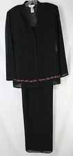 NWT Studio 1 Women's 10 Black 3pc Sheer Sleeveless & LS Top & Pant Evening Set