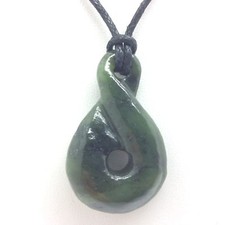 Canada Jade Pendant Single Twist Green Nephrite Gem Stone Necklace Gift 16