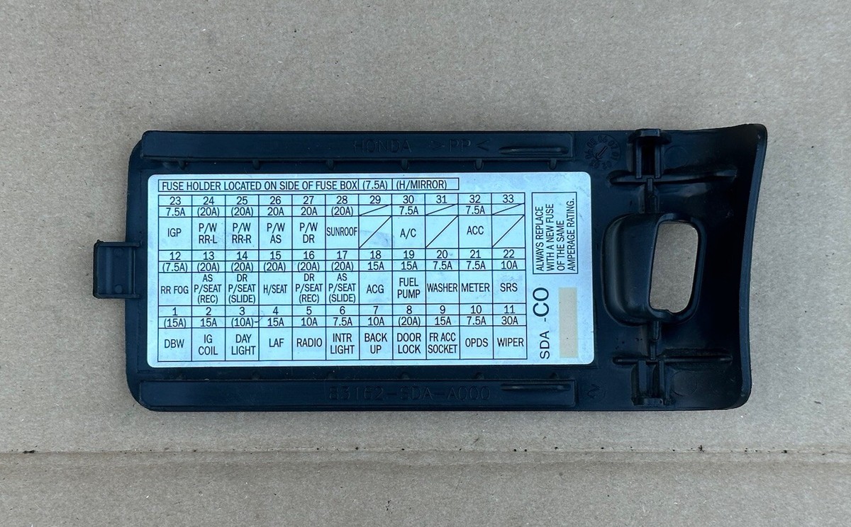 2003-2007 Honda Accord Sedan 4dr Interior Fuse Box Panel Cover Diagram Trim  OEM