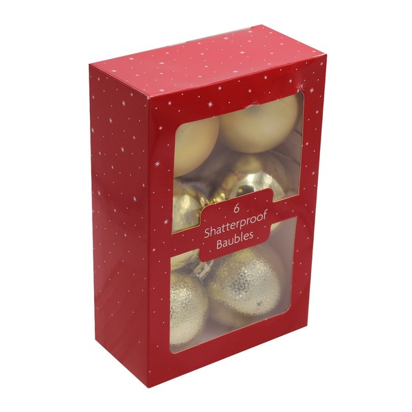 Christbaumschmuck 6 Packung Bruchsicher Kugeln 60Mm - Gold-image
